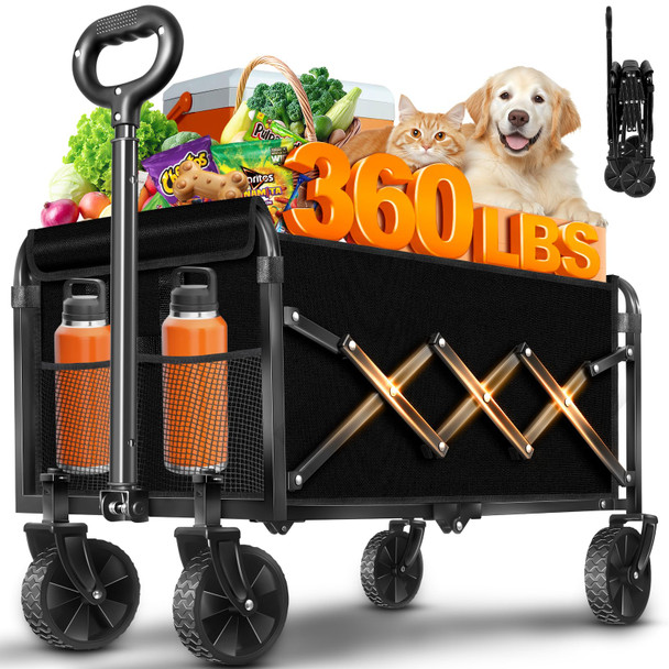 JINIHFW Carts Foldable, Collapsible Folding Wagon, Portable Folding Wagon