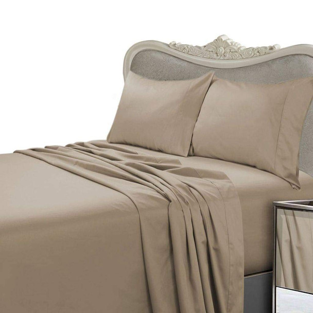 Egyptian Linens 800-Thread-Count Egyptian Cotton 4pc Bed Sheet Set Queen Taupe