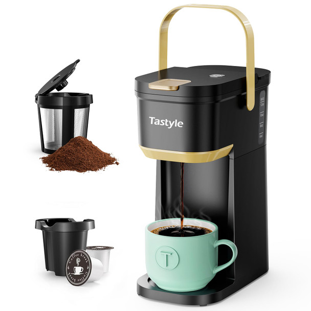 Tastyle Single Serve One Cup Coffee Maker Blackstainless Steel 120V