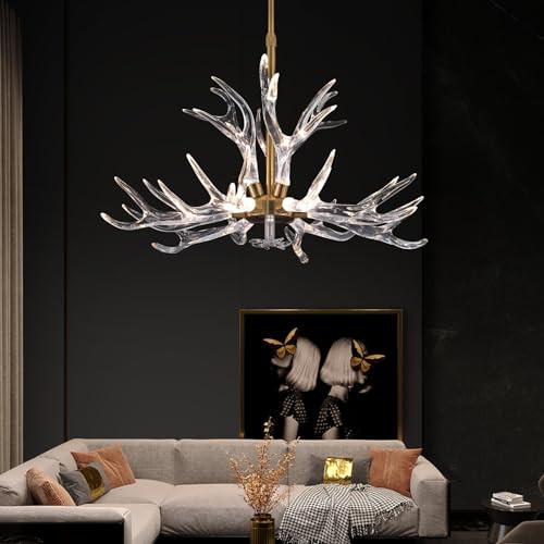 RINKBIK ACRYLIC ANTLER CHANDELIER CEILING LIGHT FIXTURES - GOLD