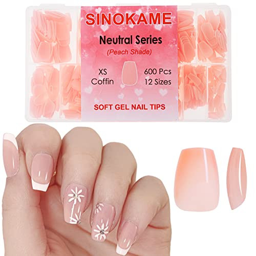 SINOKAME NEUTRAL XS COFFIN SOFT GEL TIPS EXTRA SHORT GEL PRESS ON NAILS New