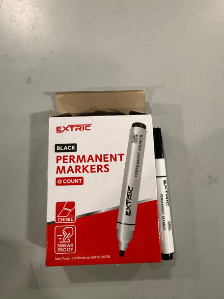 EXTRIC PERMANENT MARKERS 12 COUNT SMEAR PROOF - BLACK New