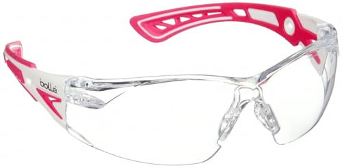 BOLLE SAFETY RUSH SAFETY GLASSES PINK/WHITE FRAME CLEAR LENSES LIC25481- PINK