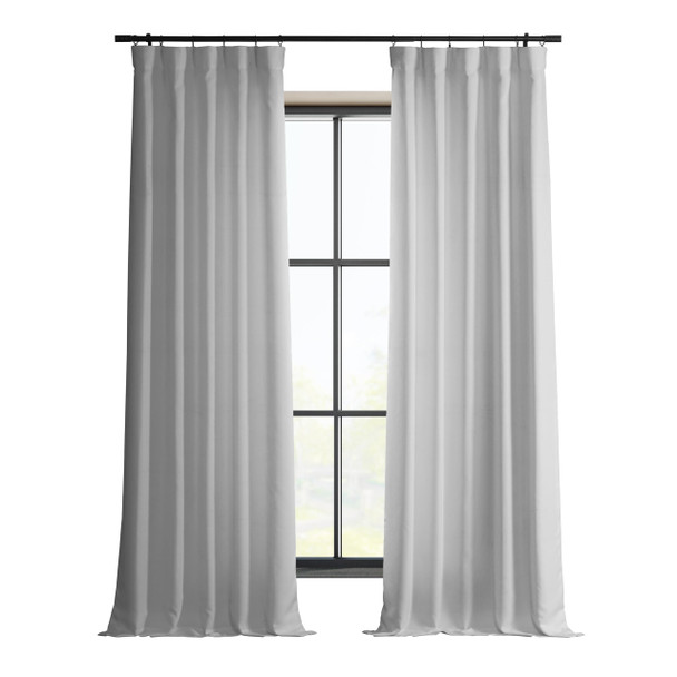 EXCLUSIVE FABRICS & FURNISHINGS ITALIAN FAUX LINEN CURTAINS 50 X 96 - DOVE WHITE