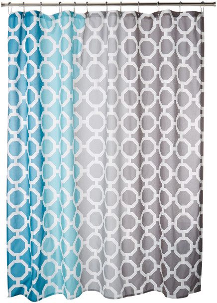 90 BY DESIGN LAB DANI PRINTED 72X72 SHOWER CURTAIN TEAL MULTICOLOR GRAY