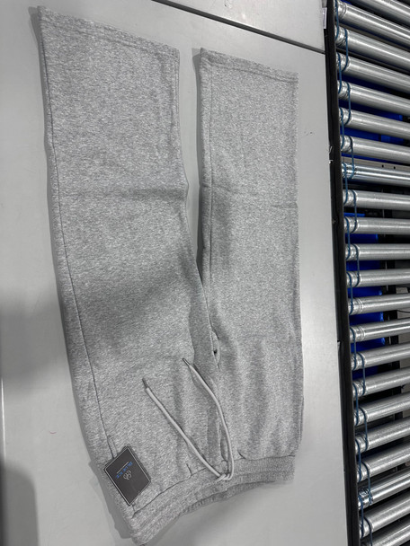 BLUE ICE HEAVYWEIGHT WIDE LEG LOOSE FIT FLEECE SWEATPANTS WOMEN L - HEATHER GRAY New