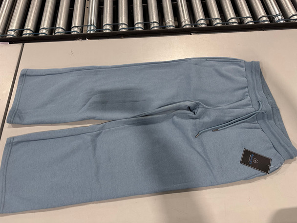 BLUE ICE HEAVYWEIGHT WIDE LEG LOOSE FIT FLEECE SWEATPANTS - WOMEN L - LIGHT BLUE New