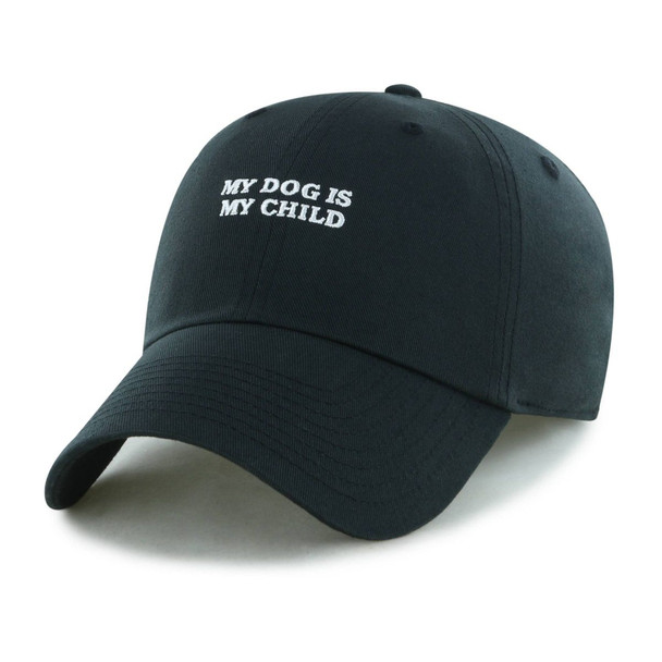 LIFESTYLE ADULT MY DOG IS MY CHILD COTTON BASEBALL HAT - ONE SIZE - BLACK/WHITE