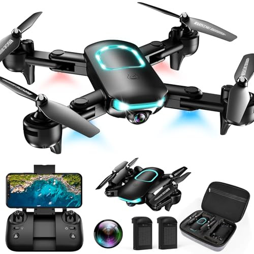 REDRIE DRONE WITH 1080P CAMERA, FOLDABLE DRONE FOR BEGINNERS, BLACK