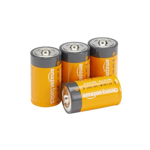 AMAZON BASICS 4PK D CELL ALKALINE EVERYDAY BATTERIES LOT-LR20-4PKB - ORANGE/GRAY
