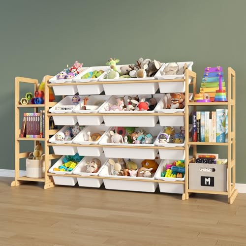 ETITLLY TOY STORAGE ORGANIZER WITH KIDS BOOKSHELF SNJ-T2 - WHITE