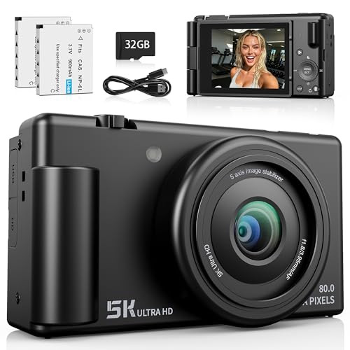 JEXYLON 5K 80MP DIGITAL CAMERA FOR PHOTOGRAPHY AND VLOGGING, FC003 - BLACK