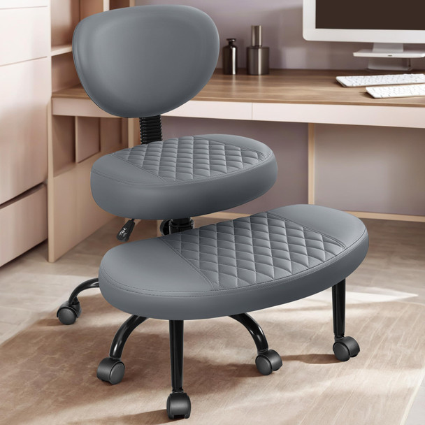 ATHOPE ERGONOMIC CROSS LEGGED OFFICE CHAIR WITH WHEELS, ADJUSTABLE - D18 - GRAY