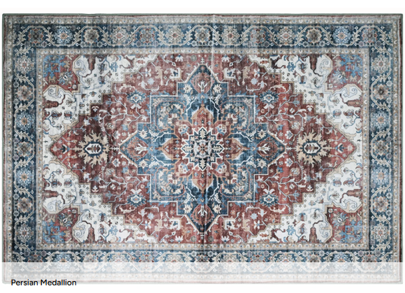 KATHY IRELAND HOME 8×10 FEET FLANNEL WASHABLE AREA & ACCENT - PERSIAN MEDALLION