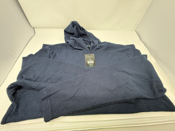 BLUE ICE MEN'S WAFFLE KNIT PULLOVER SWEATER HOODIE - SIZE: MEN XL - NAVY New