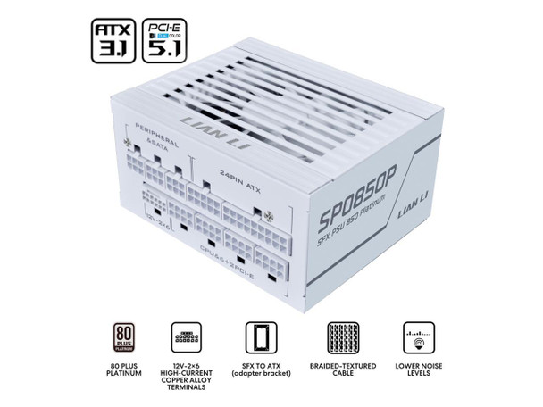Lian Li SP Platinum 850W SFX Form Factor Power Supply with 12V-2x6 Connectors -