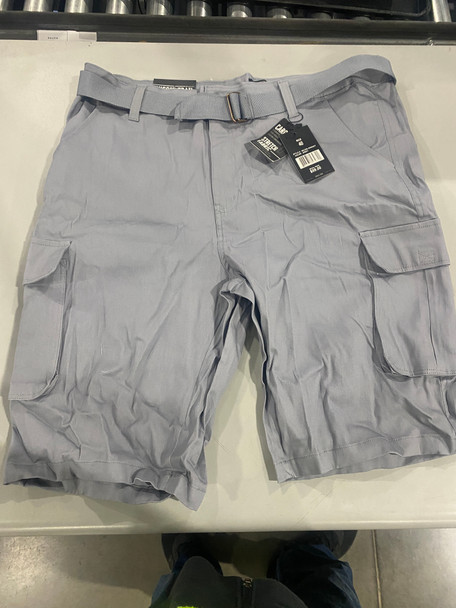 RUGGED TRAIL MEN'S CARGO 4-WAY STRETCH BELTED SHORTS - SIZE: MEN 40 - GRAY New