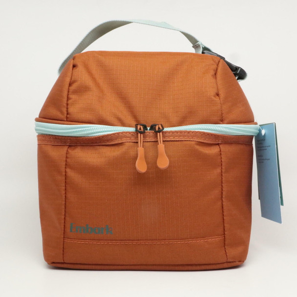 EMBARK INSULATED DURABLE DUAL-COMPARTMENT LUNCH BAG LUNCH BOX - BROWN New