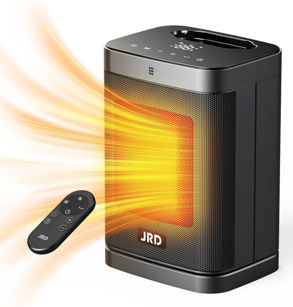 JRD PTC Space Heater with 80°Oscillation, Thermostat, 12h Timer, 1500W 10" APPLE