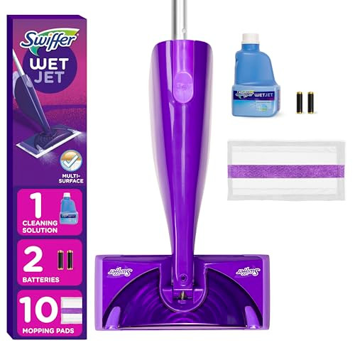 SWIFFER WETJET HARDWOOD FLOOR SPRAY MOP CLEANER STARTER KIT - PURPLE New