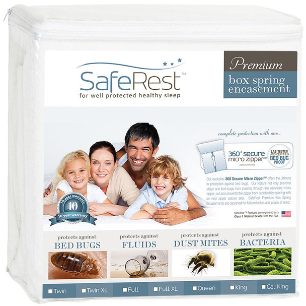 SAFEREST PREMIUM BOX SPRING ENCASEMENT QUEEN SPRING MATTRESS - WHITE New