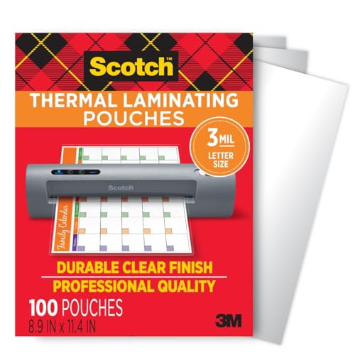 SCOTCH THERMAL LAMINATING POUCHES, 8.9 x 11.4 Inches, 100-Pack - CLEAR New