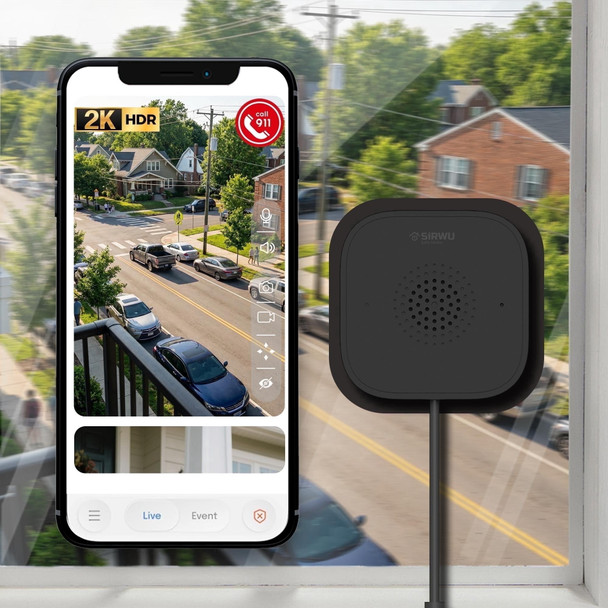 SIRWU WINDOW CAMERA WINDOW SECURITY CAMERA WITH NIGHT VISION - BLACK