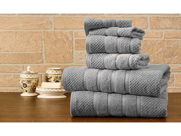 BIBB HOME 6-PIECE EGYPTIAN COTTON TOWEL SET - POPCORN GRAY