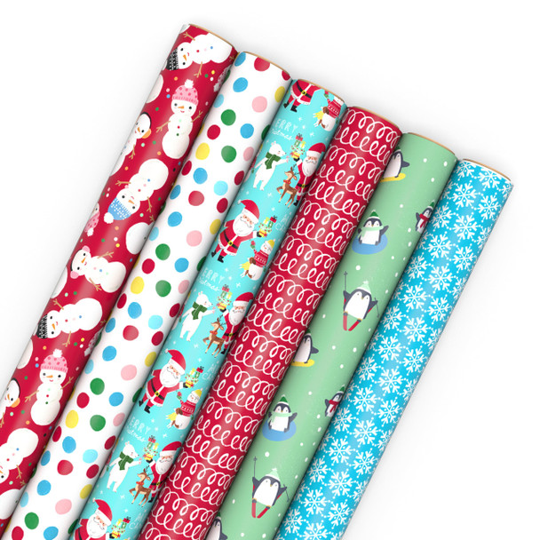 Hallmark Kids Christmas Wrapping Paper Rolls - 6 Rolls: 180 Sq. Ft. Total -Multi New
