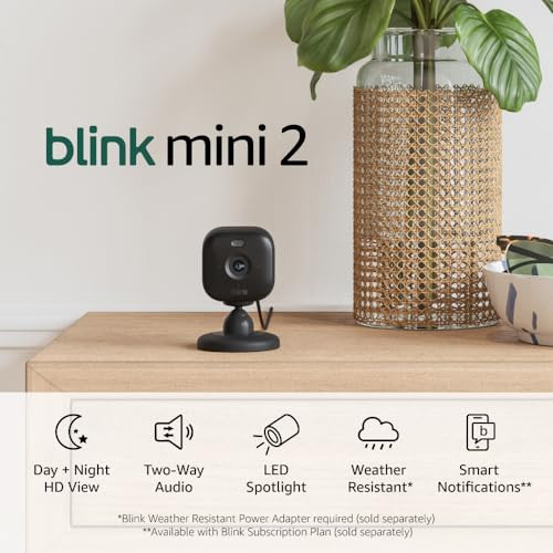 BLINK MINI 2 HOME SECURITY PET CAMERA HD VIDEO NIGHT VIEW MOTION 1 CAMERA BLACK