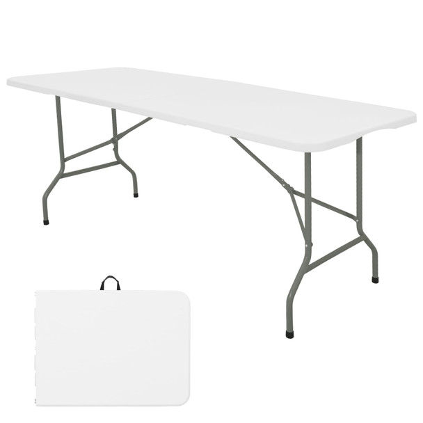 HAISIWLKJ FOLDING TABLE 6 FT LIGHTWEIGHT CAMPING TABLE RECTANGULAR - WHITE