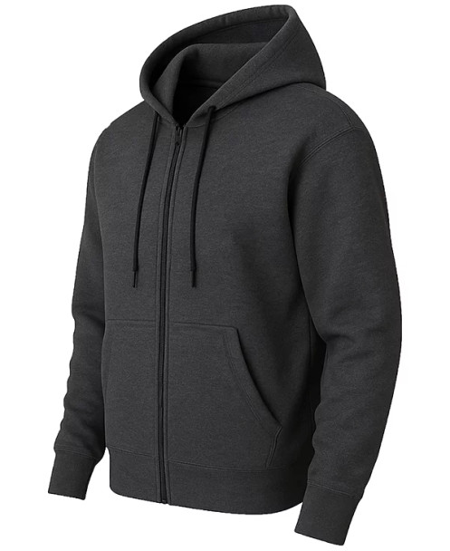 BLUE ICE SUPER HEAVYWEIGHT FLEECE LINED FULL-ZIP HOODIE - SIZE: 2XL - CHARCOAL New