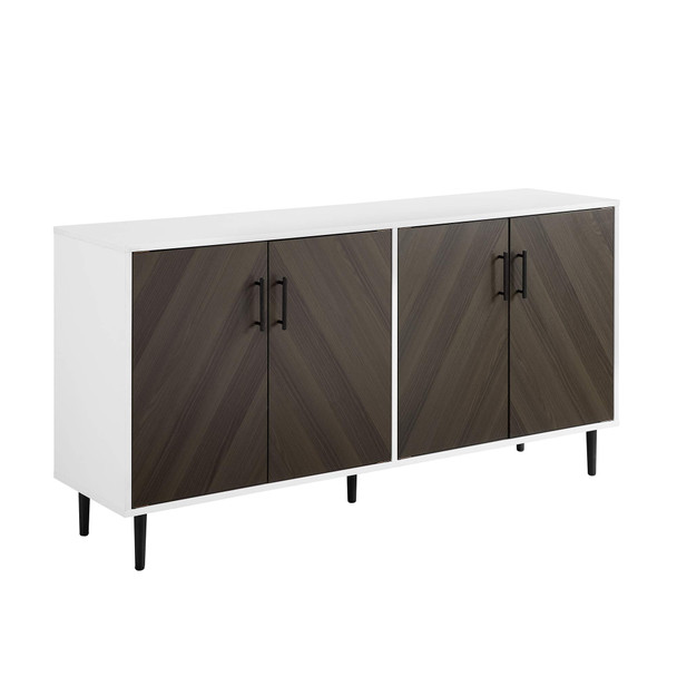 WALKER EDISON FEHR MODERN 4 DOOR BOOKMATCH BUFFET 58 INCH ASH BROWN - WHITE