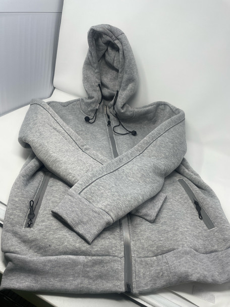 BLU ROCK NEW YORK SOFT WARM SHERPA LINING ZIP UP SWEATER - MEN M - HEATHER GRAY New