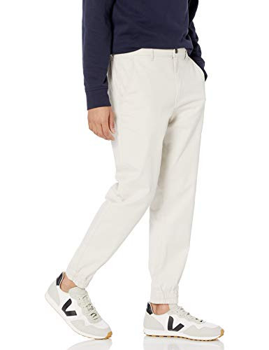 AMAZON ESSENTIALS JOGGERS FOR MEN COTTON SLIM-FIT SIZE: MEDIUM - STONE New
