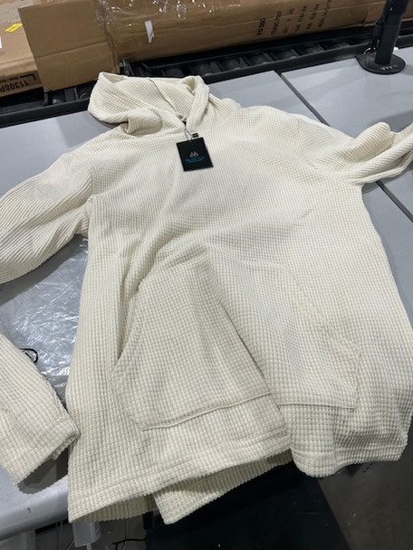 BLUE ICE PREMIUM CLOTHING BLUE ICE WAFFLE KNIT HOODED SWEATER - M - NATURAL New