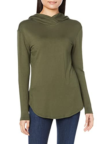 AMAZON ESSENTIALS WOMEN SUPERSOFT TERRY BASIC PULLOVER, SIZE MEDIUM, OLIVE New