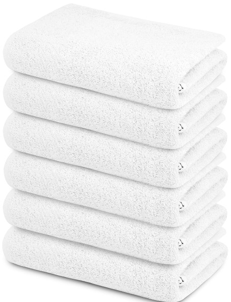 SIMPLY LOFTY 100% COTTON BATH TOWELS SET 22"X44" PACK OF 6 - WHITE New