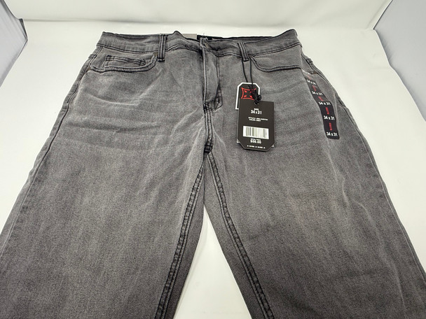BLU ROCK MEN'S FLEX STRETCH SLIM FIT STRAIGHT JEANS - SIZE: 34X31 - GRAY/BLACK New