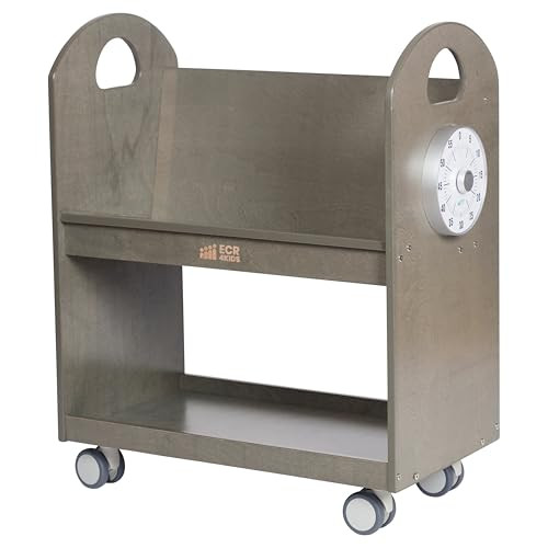 ECR4KIDS MOBILE BOOK CART WITH COUNTDOWN TIMER, ELR-3124-GW - GRAY WASH