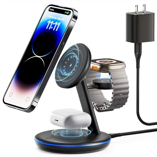 PEXXUS MAGNETIC 3-IN-1 WIRELESS CHARGER FOR PHONE W309 - BLACK