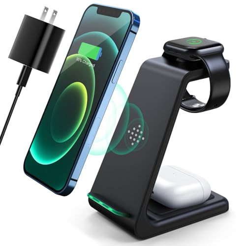 LABJOB 3 IN 1 WIRELESS CHARGING STATION FOR IPHONE, WATCH, AIRPODS T3 - BLACK