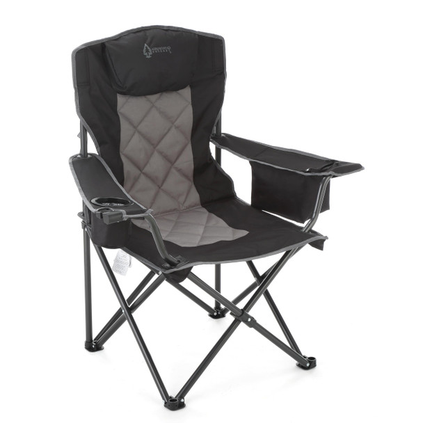 ARROWHEAD OUTDOOR PORTABLE DELUXE CAMP CHAIR HEAVY DUTY 550 LBS - BLACK/GRAY