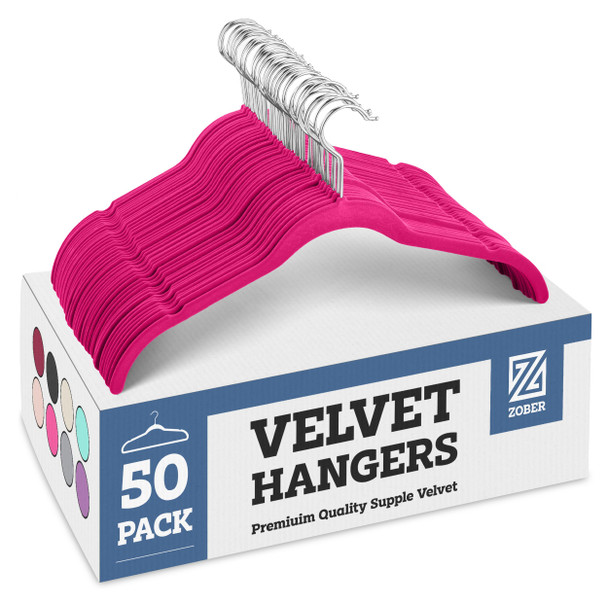 ZOBER PREMIUM VELVET SHIRT HANGERS 50 PACK NON SLIP CLOTHES HANGERS GAIN - MULTI