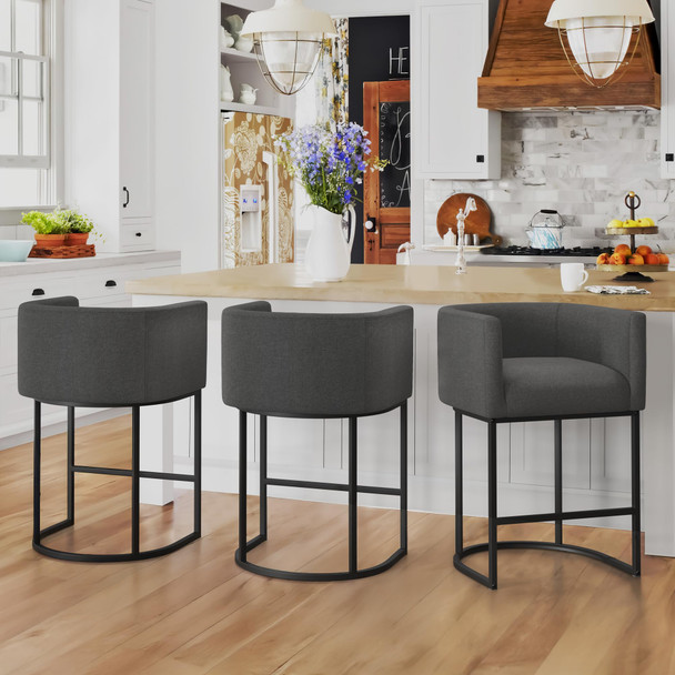 LUE BONA COUNTER HEIGHT BAR STOOL 26" H MODERN BAR STOOLS (CARBON GRAY) - GRAY