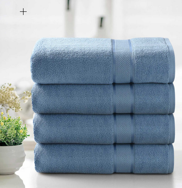 KATHY IRELAND 2 PIECE ZERO TWIST COTTON PLUSH BATH SHEET SET - SKY BLUE New
