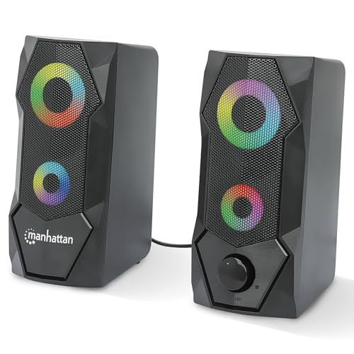 MANHATTAN USB POWERED RBG GAMING SPEAKERS STEREO SPEAKERS 168359 - BLACK