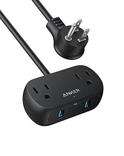 ANKER USB SMALL POWER STRIP 2 OUTLETS AND 2 USB CHARGER 10FT 4941681 - BLACK