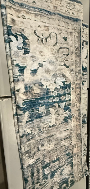 KATHY IRELAND HOME FLANNEL PRINTED AREA RUG 8FT BY 10FT - BLUE IVORY