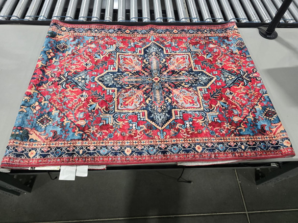KATHY IRELAND HOME SOFT BRUSHED FLANNEL WASHABLE 30×72 RUNNERS RUG VINTAGE RUBY